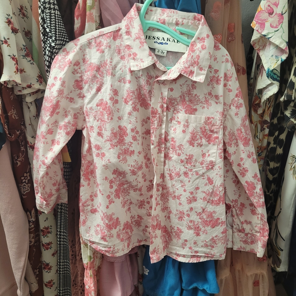 JessaKae Boys Vera 2T-3T Pink Floral Shirt